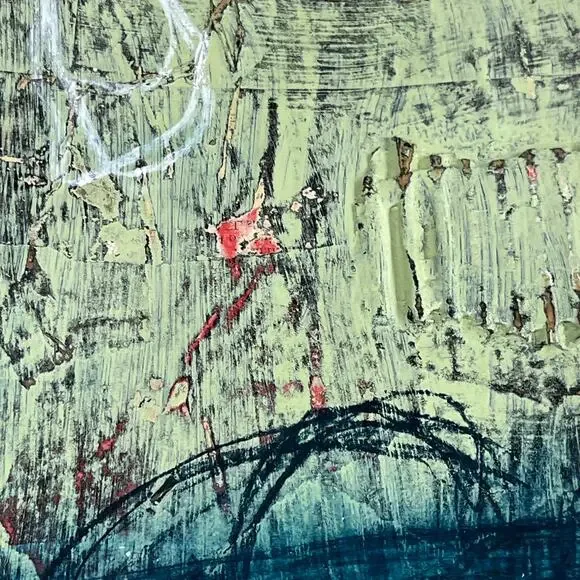 Original Minimalist Modern Art Collage Painting 8.5x11 